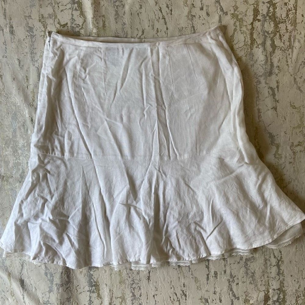 White Linen Ruffle tennis Skirt Y2K - Picture 3 of 11